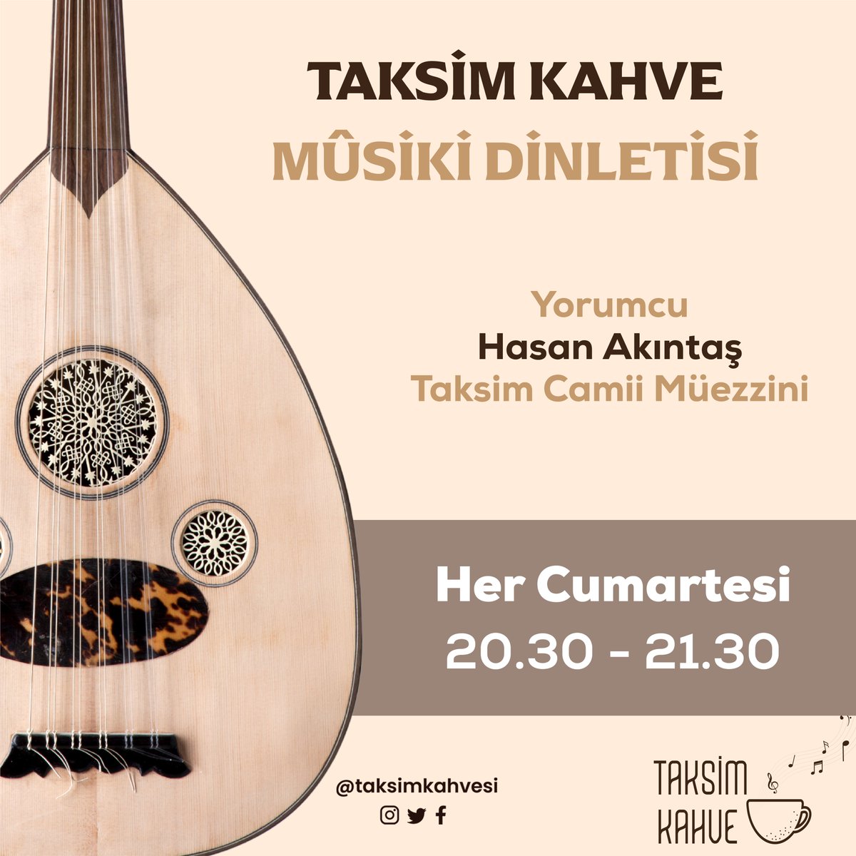 Taksim Kahve'de Mûsiki Dinletisi!

Her cumartesi gerçekleşecek Mûsiki Dinletisine herkesi bekliyoruz!

Saat: 20.30 - 21.30 arası

@taksimkahvesi 

📍Taksim Kahve / Taksim Camii Külliyesi

#taksimcamii #taksimkahve #musiki #dinimusiki #musikidinletisi #hasanakıntaş #kitapkahve