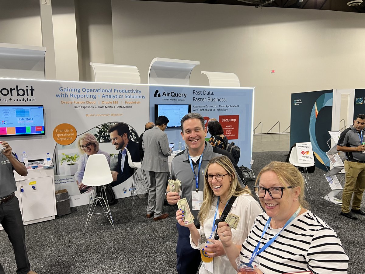 OrbitAnalytics's tweet photo. Winner, Winner, Chicken Dinner!😁🤩🎊
Congratulations to the winners of the "Roll the Dice" Booth Game at #Oracle #CloudWorld 2022.
Thank you all for playing and having fun with us.
See you again next year.
#orbitanalytics #analytics #oraclecloudhcm #oraclecloudscm #ocw #lasvegas https://t.co/pdi75A9mXW