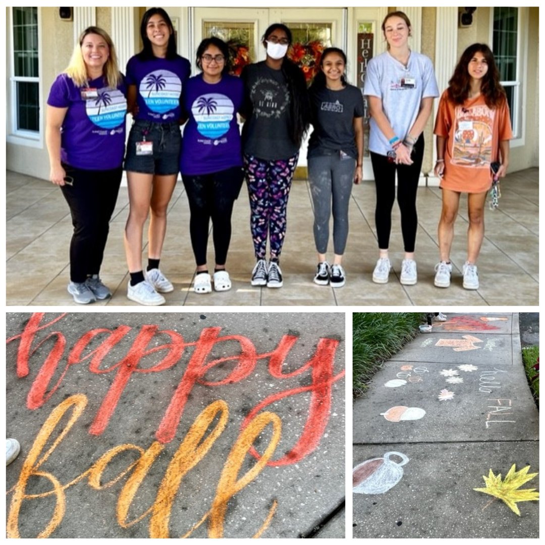 #EmpathHealth Liaison Kylee Jones and our #TeenVolunteers visited the  Cypress Palms and Regal Palms senior living facilities to brighten the day of the residents and staff with their beautiful chalk art. EmpathHealth.org/Teen-Volunteers #WeHeartVolunteers #Volunteer #TeenVolunteering