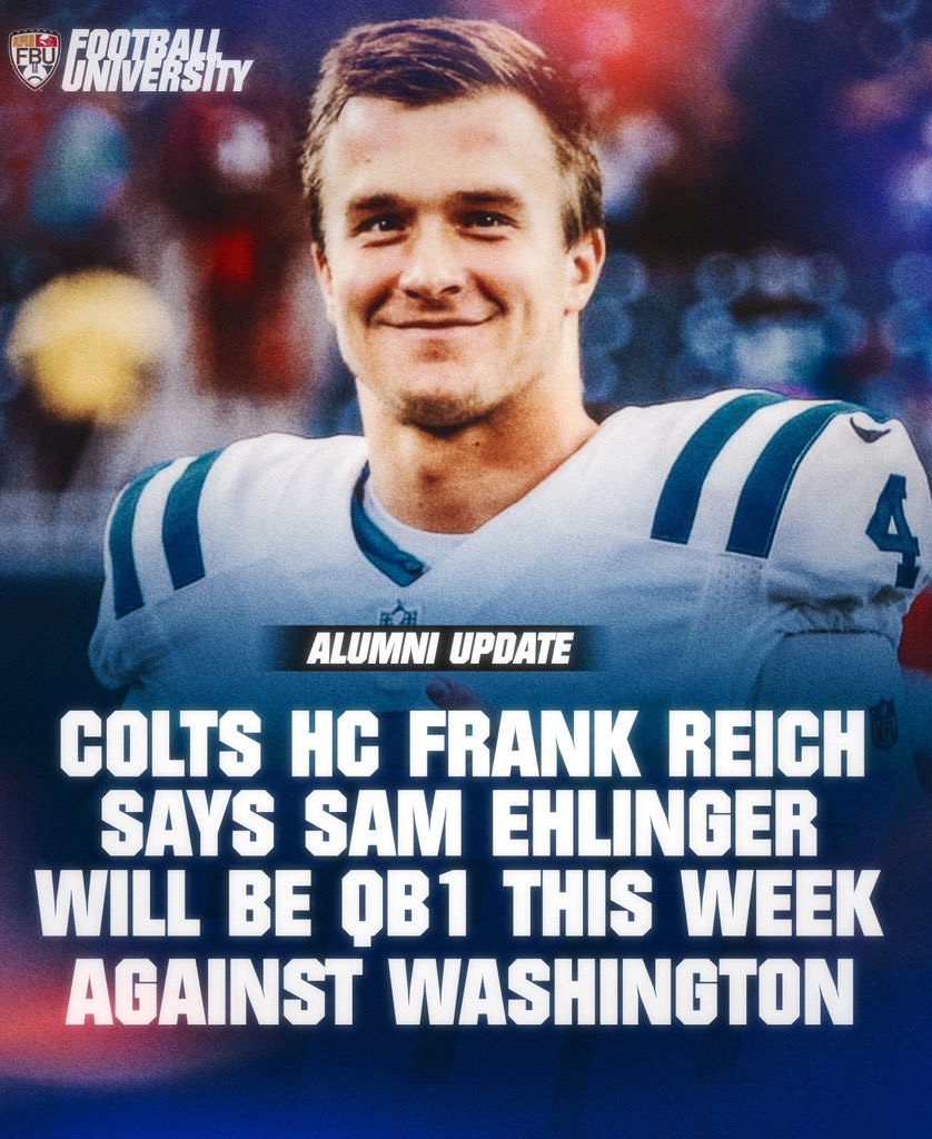 BREAKING: FBU Path Alum @sehlinger has been named starting QB for the Colts matchup against Washington this week 🙌 #FBU #GetBetterHere