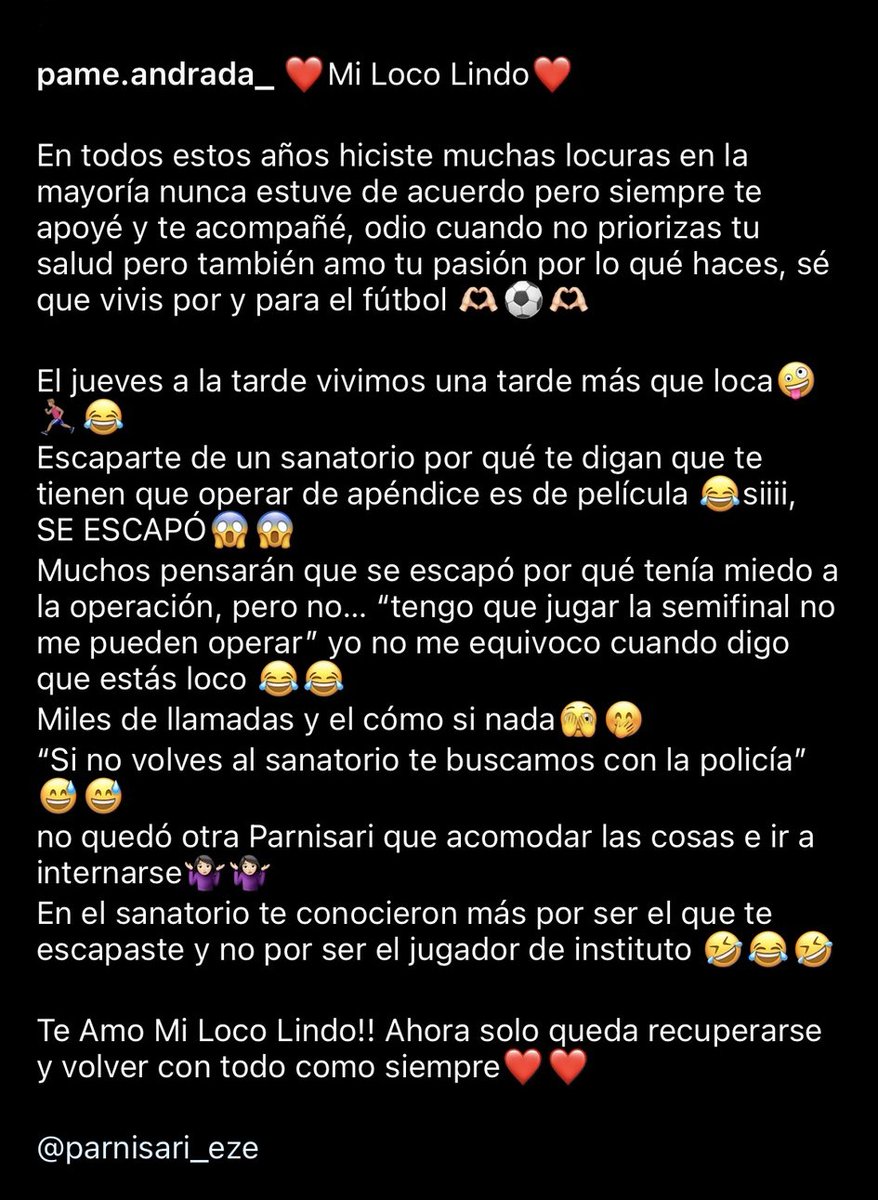 Primeranaciona's tweet photo. 😳😲 Ezequiel Parnisari se ESCAPÓ del sanatorio cuando le dijieron que tenía que operarse de apendicitis.

¿El motivo? No quería perderse las semifinales con Instituto.. INCREÍBLE. https://t.co/8NC7AJax6D