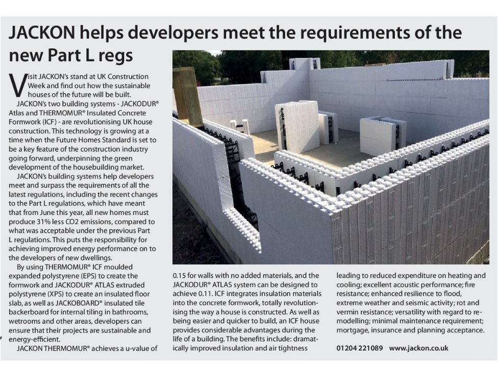bewi_uk's tweet photo. Have you seen us in the press? 

JACKON helps developers meet the requirements of the new Part L regs. 

Read more here about JACKON’s building systems here >> https://t.co/CGAyOJkm4v

#JackonUK #Bewi #JACKODUR #JACKOBOARD #THERMOMUR #ICF #EPS #Construction #NewBuild #Development https://t.co/4pbUFXecT6