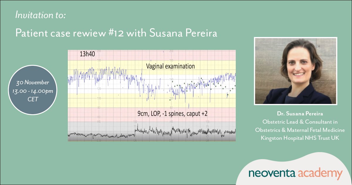 NeoventaMedical's tweet photo. We welcome you to Patient case review #12 with 
@DrSusanaPereira on 30 November, 13.00-14.00pm  CET. 

Register here: https://t.co/iixBlMO5fn

Looking forward to seeing you there! 

#midwifery #obstetrics #fetalmonitoring #physiologicalCTG #neoventa #ctginterpretation https://t.co/WBwYrroAA9