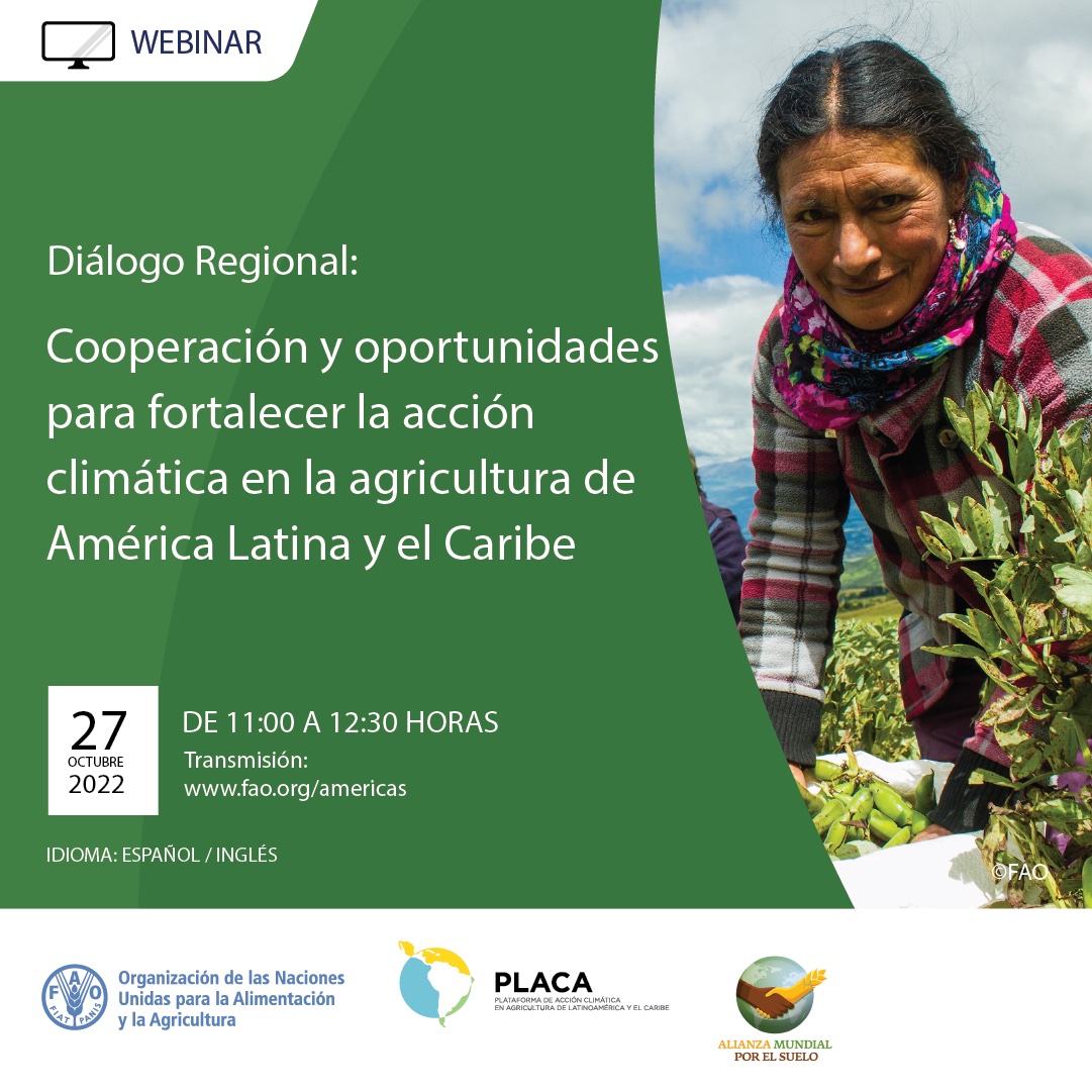 NÃO PERCA!

Diálogo Regional: Cooperação e oportunidades para fortalecer a ação climática na agricultura da América Latina e do Caribe👩‍🌾🌱🌳🐝🌞.

🗓️ 27 de outubro.
⏰11h00 - 12h30 🇨🇱🇧🇷
<a href="/FAOclimate/">FAO Climate Change & Biodiversity</a> <a href="/COP27P/">COP27</a> <a href="/UNCCD/">UN Land and Drought</a> <a href="/UNFCCC/">UN Climate Change</a> 

➡️ ow.ly/wYgr50LiBVQ