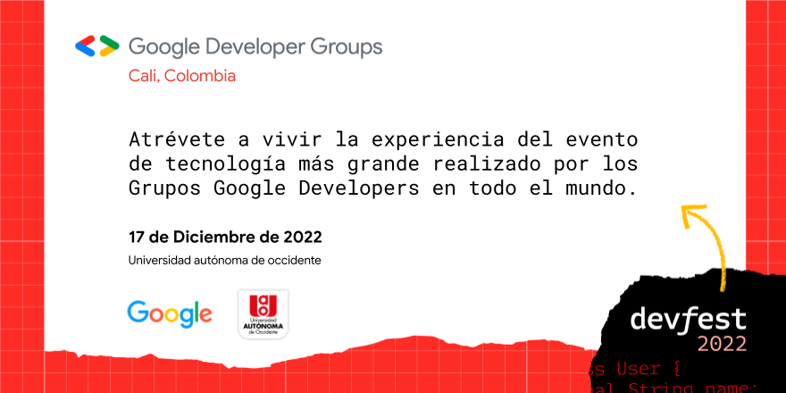 GDGCali's tweet photo. 📢 Hola mi gente linda, les anunciamos que este año tendremos #DevFest y se viene con toda! 
Acompáñanos en este gran evento donde tendremos grandes exponentes hablando de tecnología.

Regístrate:
👉 https://t.co/MhfsE6r5uf

#DevFest2022 #DevFestCali https://t.co/HlLcToziW0