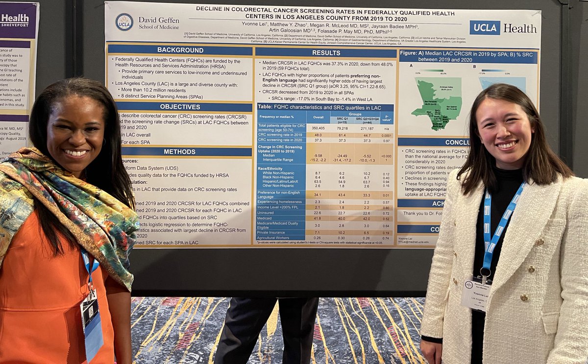 All crowd around to see Yvonne Lei share her #acg2022 poster on the impact of Covid on #colorectalcancer screening rates in Los Angeles county.
Congrats Yvonne @MatthewYZhao @meganrmcleod @DrGaloosianMD Jayraan Badiee

@AmCollegeGastro #GITwitter #MayLabUCLA @UCLAGIHep @dgsomucla