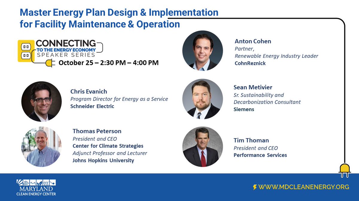 Join us for today's double feature to wrap-up the Connecting to the Energy Economy Speaker Series: mdcleanenergy.org/speakerseries/