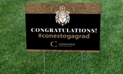 ConestogaC's tweet photo. Help the Conestoga community celebrate our recent graduates with a #ConestogaGrad celebration lawn sign. Signs can be picked up at the Doon, Cambridge, Waterloo, & Guelph campuses, Monday to Friday from 9 a.m. - 4 p.m until Nov. 4.
For more details, visit https://t.co/LfPCLIVFdY. https://t.co/05iptZn5ZH