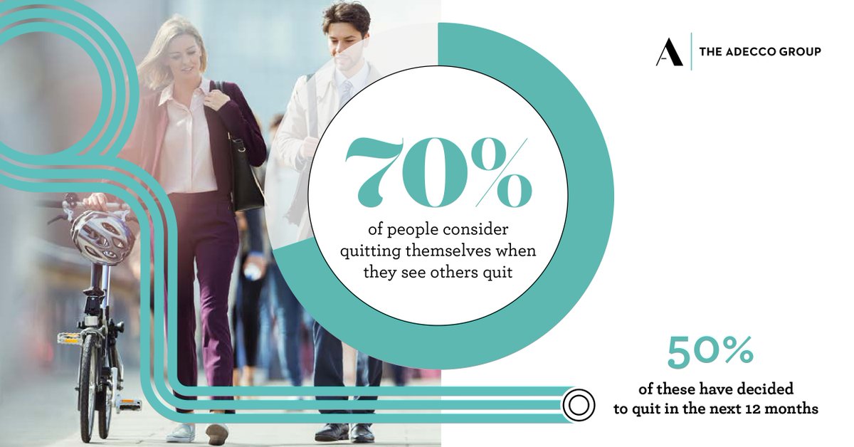 AdeccoGroup's tweet photo. π 70% of people consider quitting themselves when they see others quit, and 50% of these have decided to quit in the next 12 months.
Download the full whitepaper now π
#FutureOfWork #GlobalWorkforceOfTheFuture #GWOF #AdeccoGroup