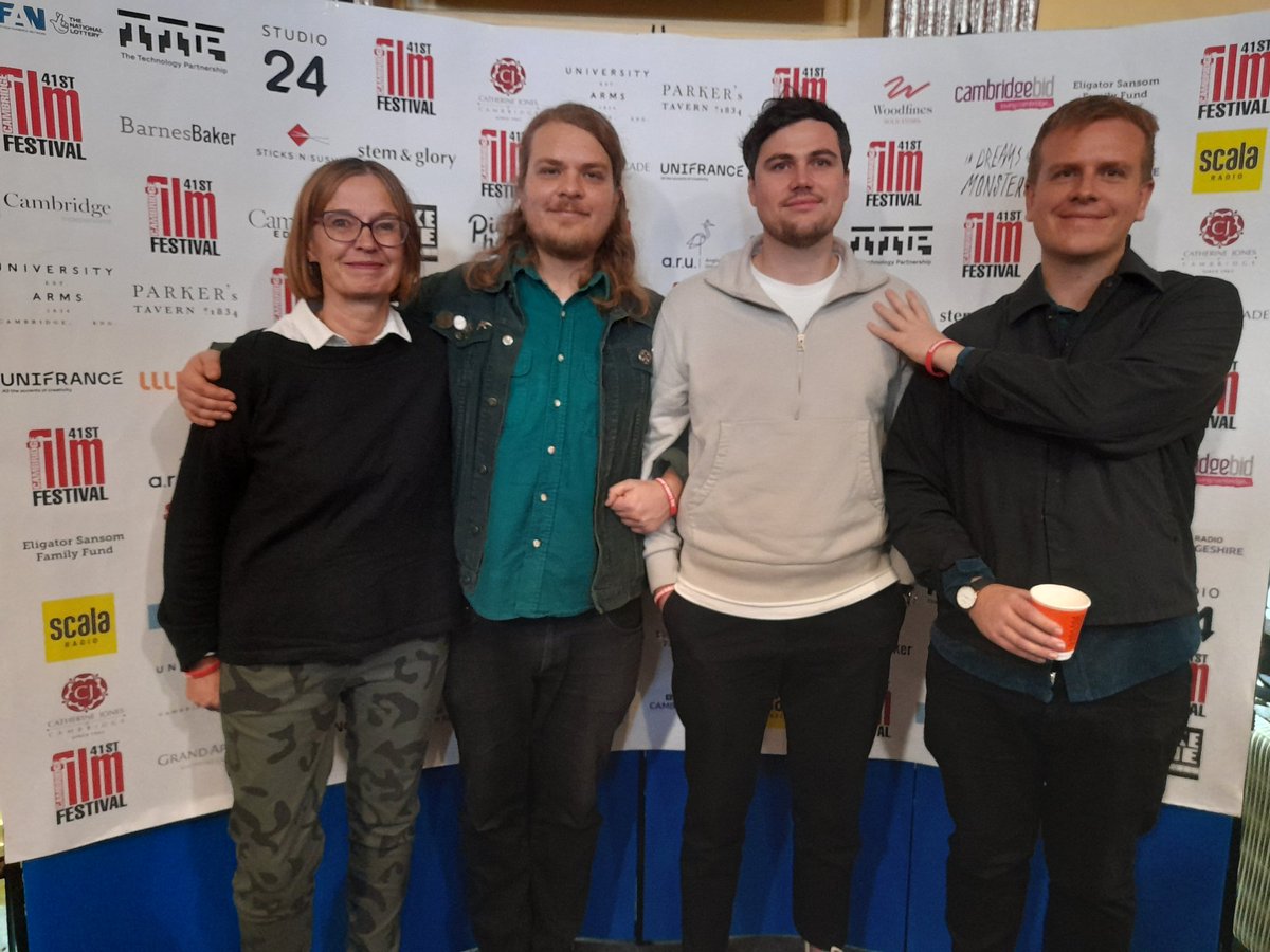Brilliant day <a href="/camfilmfest/">Cambridge Film Festival</a> Industry Day yesterday where our short film A Moral Man is in competition. With <a href="/wadebros/">Wadebrosproductions</a> <a href="/elliotj_barker/">Elliot Barker</a> <a href="/SarahBeardsall/">Sarah Beardsall</a>