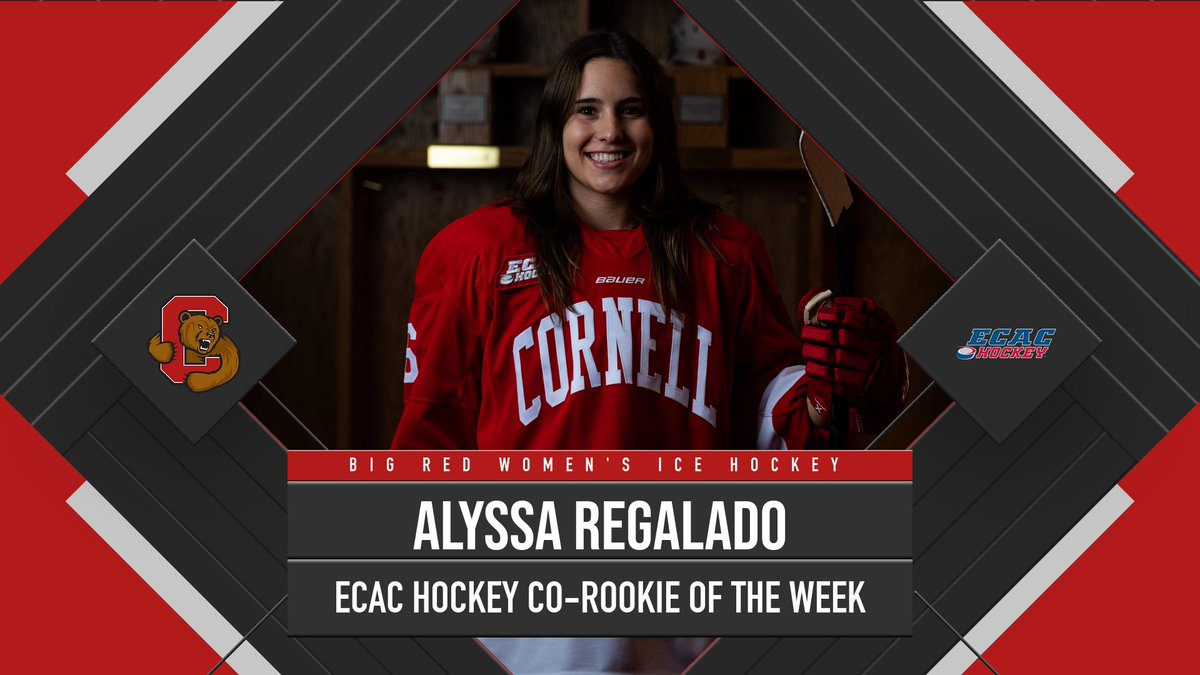 Gillis Frechette (Forward) and Alyssa Regalado (Co-Rookie) of <a href="/CornellWHockey/">Cornell Women's Ice Hockey</a> have earned weekly awards from <a href="/ecachockey/">ECAC Hockey</a> following last weekend's sweep of Mercyhurst❗

📰: bit.ly/3W484RM

#YellCornell 🐻

(📸: Eldon Lindsay/Cornell Athletics)