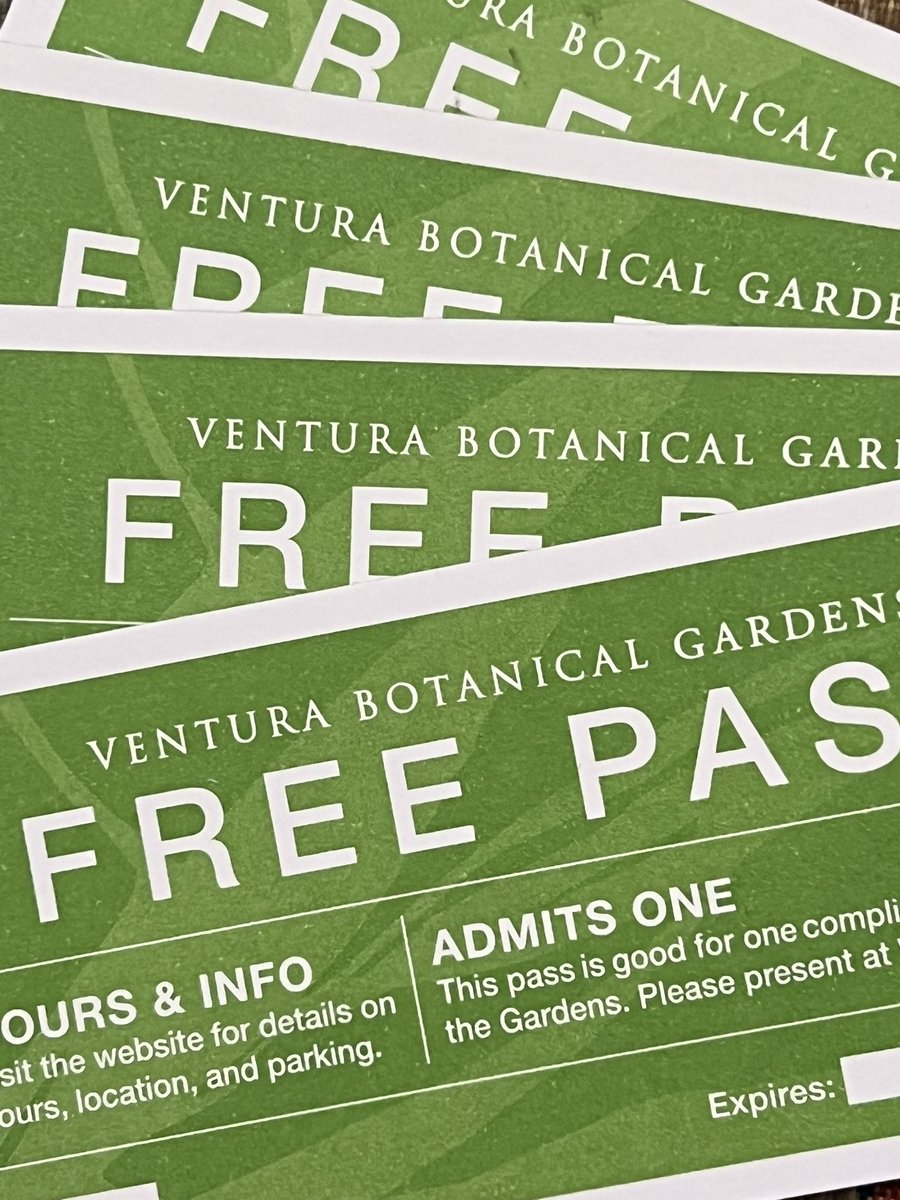 DanzaEcoDesigns's tweet photo. Passes to Ventura Botanical Gardens 👇 How do you get these you ask?  Be in the Holiday Parade on Wheels with the ‘Most Sustainable’ entry 🙌 sign up and info at https://t.co/EReUepXVnw https://t.co/5q2fQvlaXz