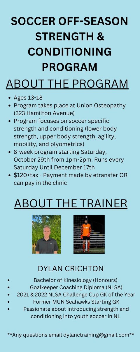 DylanCTraining's tweet image. ⚽️ Soccer Off-Season Strength &amp;amp; Conditioning Program ⚽️

This program is geared towards soccer players aged 13-18. See the graphic for more information! 

If you are interested in the program or have any questions you can DM me or email me at dylanctraining@gmail.com.