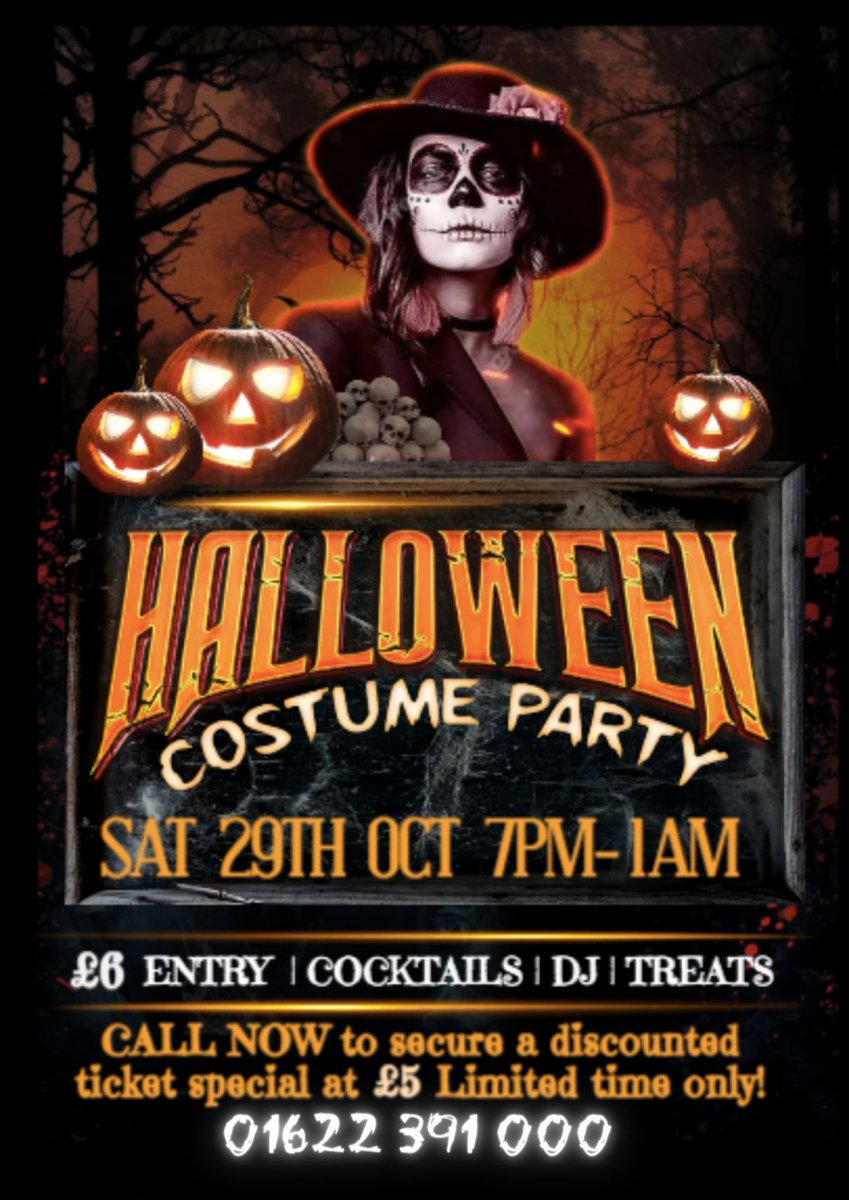 At @RidgeGolfClub this Saturday is another Halloween Costume Party🎃 7pm till late 👻 If you want discounted tickets, call them today for a limited time only! Get your best fancy dress costume on and come along🧟‍♂️#Kent #WhatsOn