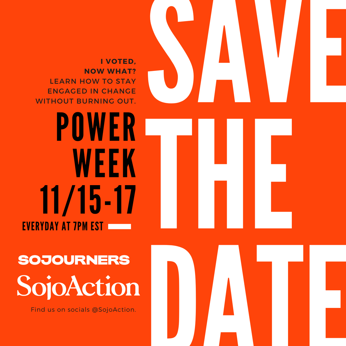 Voting is so important. But elections aren’t everything, you're invited for a power week w/ <a href="/SojoAction/">SojoAction</a> immediately post election so we can be together for the next phase of building justice. Join us every night beginning Tues. Nov. 15 at 7pm EST📅#vote #voting #advocacy #justice