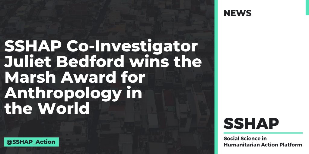 SSHAP_action's tweet photo. One of our SSHAP Co-Investigators and Director of #Anthrologica, @bedford_juliet, is the 2022 winner of the Marsh Award for Anthropology in the World! 🎉

Read more about the announcement from @RoyalAnthro &amp; @MarshAwards:👉https://t.co/OpFa4o0v8b

#humanitarian #health https://t.co/YNo7VFxekA