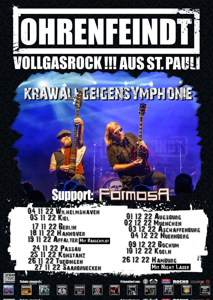 OHRENFEINDT_StP's tweet photo. Wir sehen uns auf #Tour! 
Tickets: https://t.co/8pg3ogzUUP und https://t.co/K2Uh3AS9Pb.
Dabei sein! 😎🤘😊

#OHRENFEINDT #KRAWALLGEIGENSYMPHONIE 
#Live #Vollgasrock https://t.co/Jhk8S1zB3F
