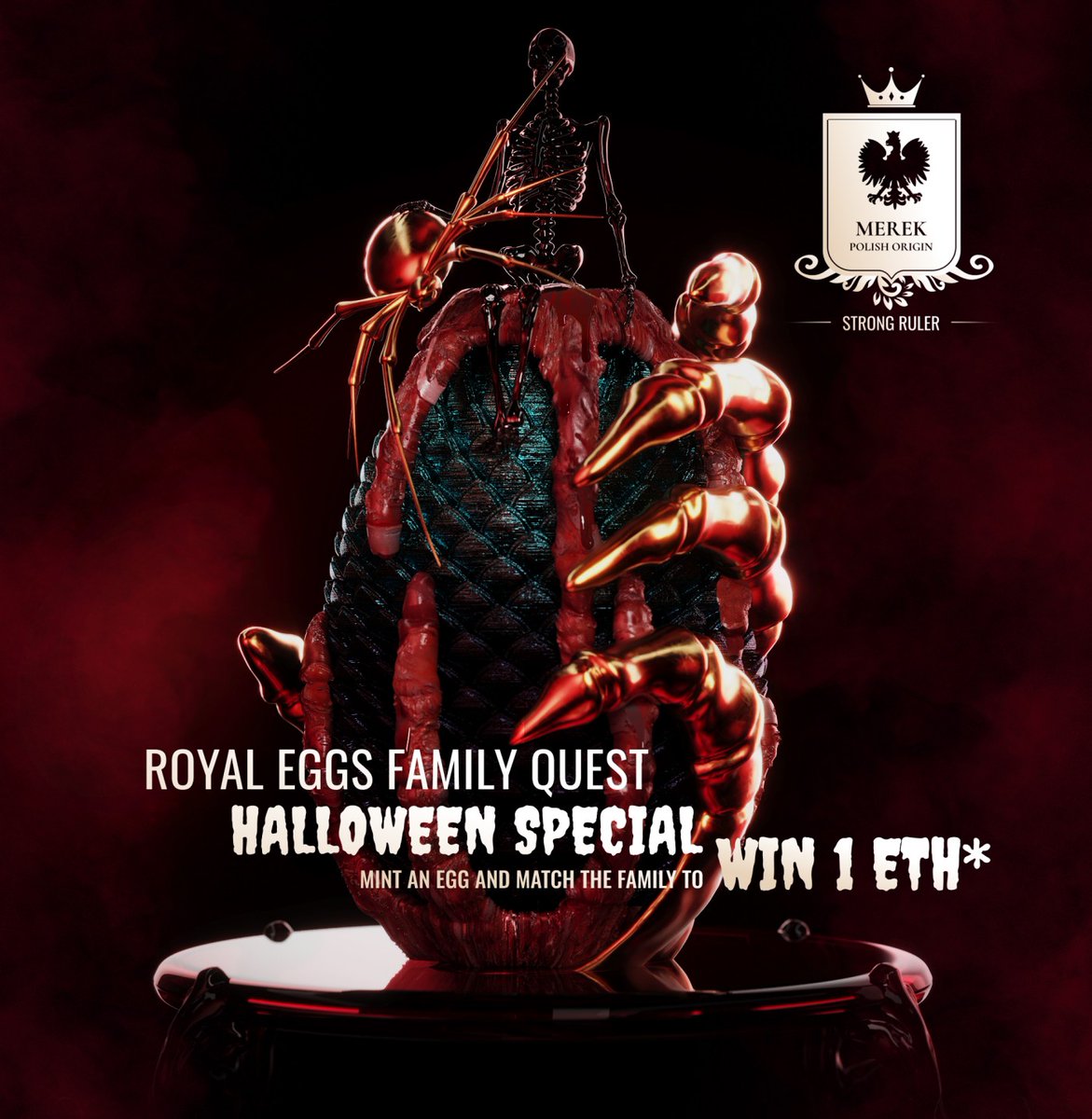 royaleggsnft's tweet photo. 🎃 RE Halloween Mint Party still ongoing!

Get a chance to win #ETH &amp; Legendary Egg! 🔥🥚

How to join:
✅Mint Royal Egg 👇
https://t.co/7waKrfXLam
✅Check FAMILY trait in OpenSea
✅Like &amp; RT

Featured Family - Day 5: MEREK

1 egg = 1x 🎟️ 
Match the Family of the Day = 10x 🎟️ https://t.co/1tUdogZKjJ