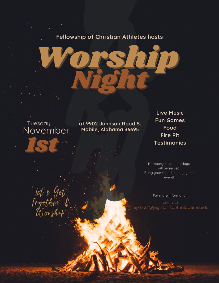 SouthALFCA's tweet photo. Hey hey! FCA last week was awesome and we hope to see you all tonight. This week we will be closing our series on the book of John. Come hangout!!🤩 ❗️Also❗️Next week is our first ever worship night, so come hangout with us! Flyer posted below😄😄 https://t.co/H0IyjfS8vr
