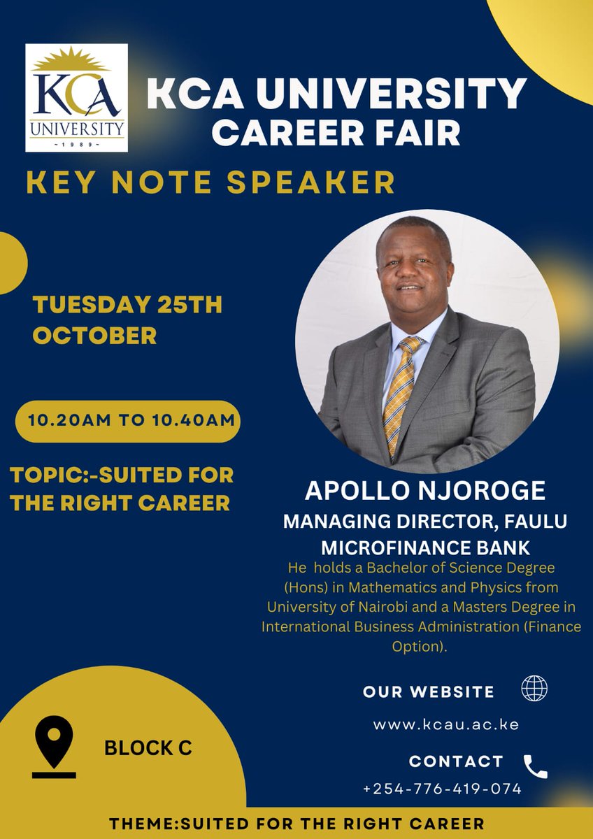 FauluKenya's tweet photo. One of the most important advise that students really need is career advice.
Our Managing Director, Apollo Njoroge is passionate about equipping the youth for great careers. He spoke to students @kcauniversity about how to carefully plan for their Career. https://t.co/RUzg0pEkYV