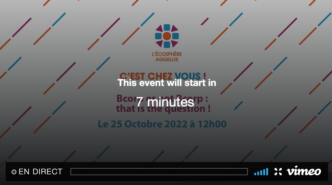 C'EST CHEZ VOUS ! 🟠🔵🟣
L'émission démarre dans 7 minutes (enfin, un peu moins maintenant 😏).

RDV à 12h tout pile ici : emission.aggelos.fr
Au programme ? 
"#BCorp or not BCorp : that is the question ?"

En présence de BCorp bordelaises iconiques !
À tout à l'heure !