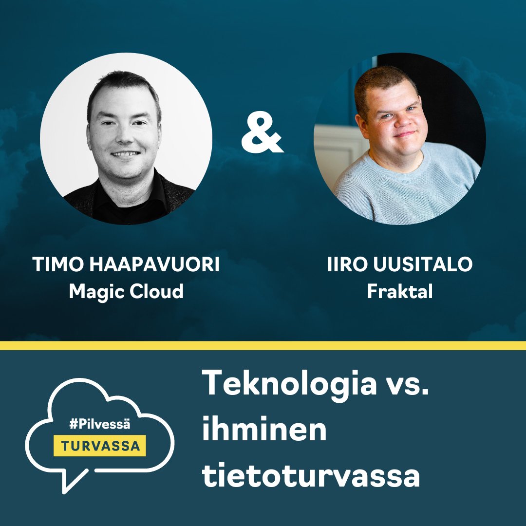 Magic Cloud Oy (@magiccloudfi) on Twitter photo Teknologia vs. ihminen tietoturvassa podcast-jakso on nyt kuunneltavissa🎙 Fraktalin johtava tietoturva-asiantuntija <a href="/iiuusit/">Iiro Uusitalo ✳️</a> oli <a href="/TimoHaapavuori/">Timo Haapavuori</a> vieraana keskustelemassa teknologiasta ja toimintatavoista tietoturvassa. Kuuntele jakso: magiccloud.fi/pilvessa-turva…
<a href="/FraktalCyber/">Fraktal</a> Teknologia vs. ihminen tietoturvassa podcast-jakso on nyt kuunneltavissa🎙 Fraktalin johtava tietoturva-asiantuntija <a href="/iiuusit/">Iiro Uusitalo ✳️</a> oli <a href="/TimoHaapavuori/">Timo Haapavuori</a> vieraana keskustelemassa teknologiasta ja toimintatavoista tietoturvassa. Kuuntele jakso: magiccloud.fi/pilvessa-turva…
<a href="/FraktalCyber/">Fraktal</a>