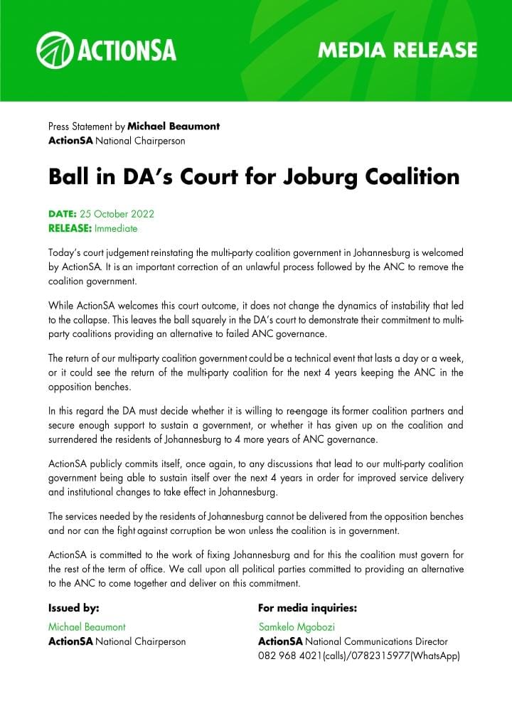 kanes_r's tweet photo. The DA must now decide if it is willing to re-engage its former coalition partners & secure the support needed, or if it will surrender Joburg to 4 more years of ANC governance. @Elmari @HermanMashaba @treasure_mn7 @Ward97S #project2024loading https://t.co/YA2TGv6iWF