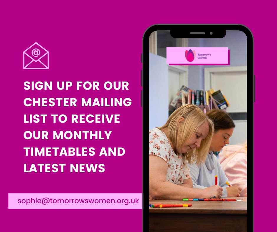 Don't forget that Tomorrow's Women is opening soon in #Chester! If you are interested in signing up for our Chester mailing list. please email sophie@tomorrowswomen.org.uk #tomorrowswomeninchester