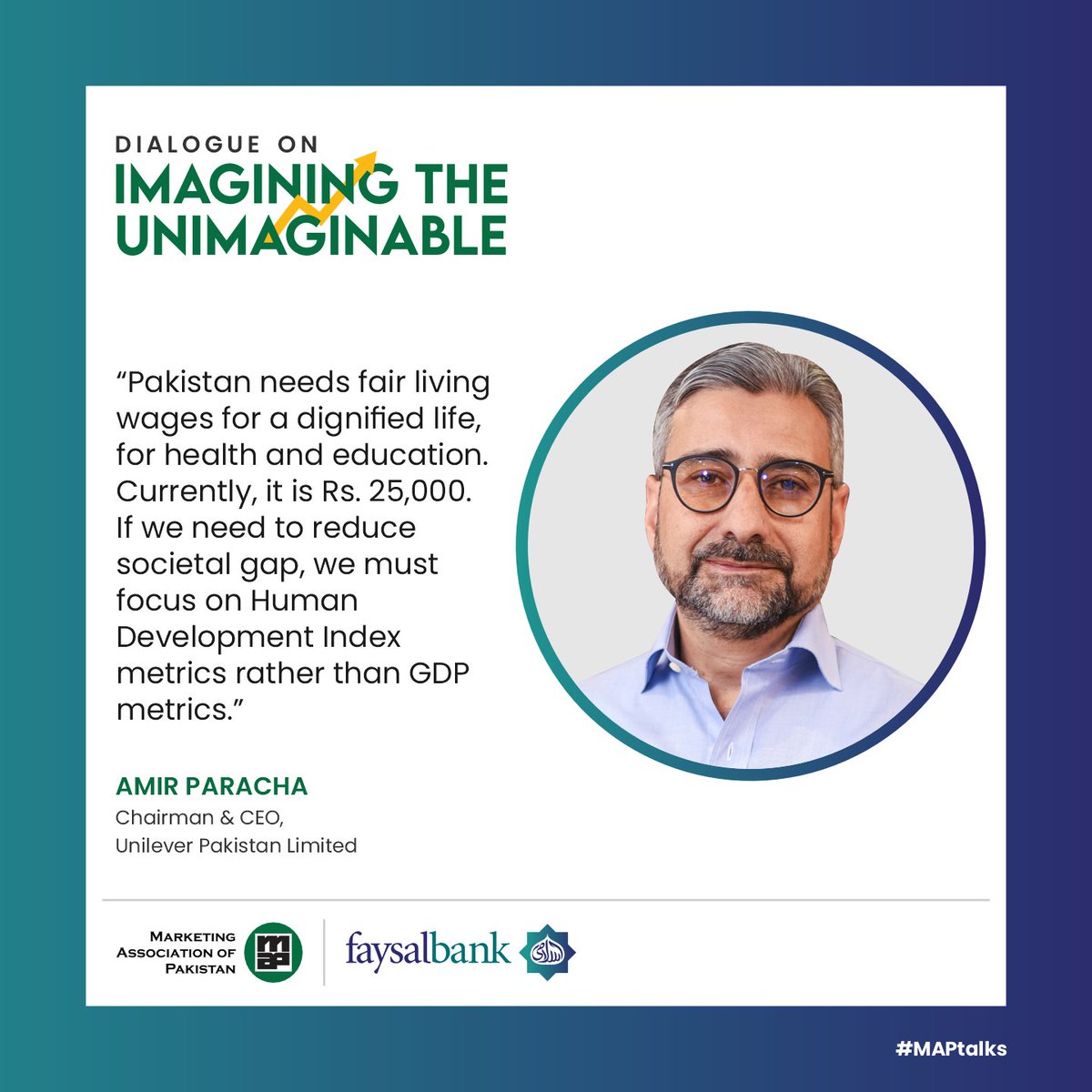 NutshellGroup's tweet photo. Stressing on the need of fair living wages, Amir Paracha, Chairman & CEO, @Unilever Pakistan Limited, emphasized that the focus should be on Human Development Index metrics rather than GDP metrics.
#NutshellGroup #MAPtalks #FaysalBankLimited #Marketing #MAP #Unilever https://t.co/Af5vtxapvo