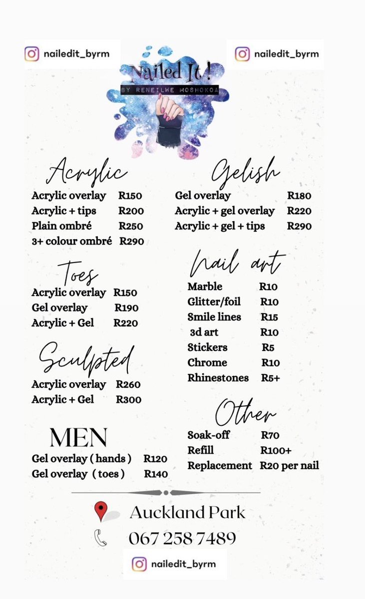 nailedit_byrm's tweet photo. Hey guys 🥂. I’m a nail technician based in Auckland Park. Dm to book your next set with me ! Please RT 🙏🏽❤️. #GirlTalkZA https://t.co/tZQEoMLXln