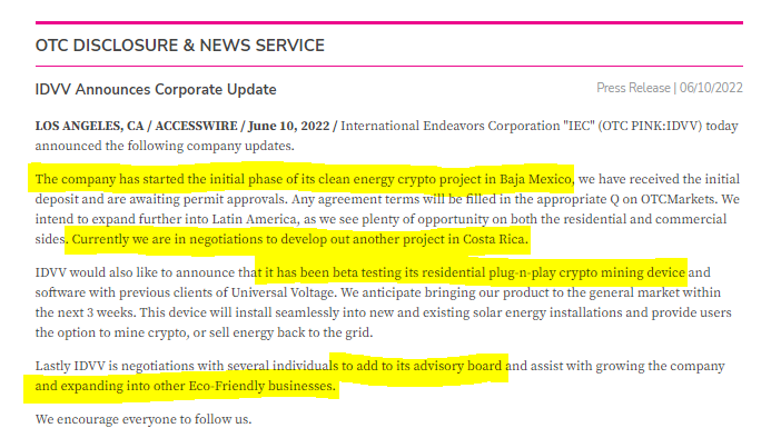 Likko_G's tweet photo. $IDVV 
 
🟢 Started the initial phase in the Baja Mexico clean energy crypto project

🟢 Some negotiations to expand in Latin America (Costa Rica)

🟢 Started a beta test on new crypto mining device

🟢 More advisory members

🟢 Expanding into 𝗢𝗧𝗛𝗘𝗥 Eco-Friendly businesses https://t.co/bu3BJvqB9K