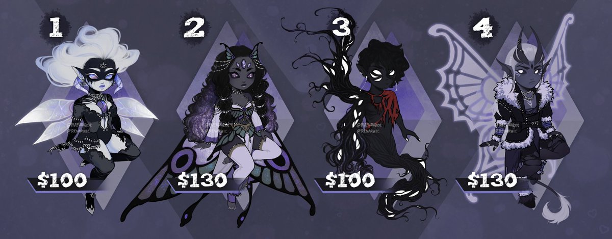 ✦ [RTs Appreciated!!] ✦
Collab ad0ptables ft. <a href="/Renarwic/">✦ Noura ✦</a>!
VOID FAEs for flatsale!

You may claim any of these designs at 2x the price to receive:
• extra custom outfit 
• custom weapon or object 
• coloured hs sketch 

DM / REPLY to claim.