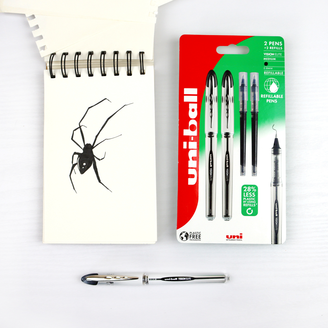 uniball_uk's tweet photo. We love how vividly deep the ink in the Vision Elites is, and the ink is fadeproof too! If you want to draw a spider on a notebook and spook your sibling, this is the one! 😜
#VisionElite #FlightSafe #uniball #uniballPens #Pen #Stationery #stationeryaddict #Spider #Halloween https://t.co/ZCSmyn64de