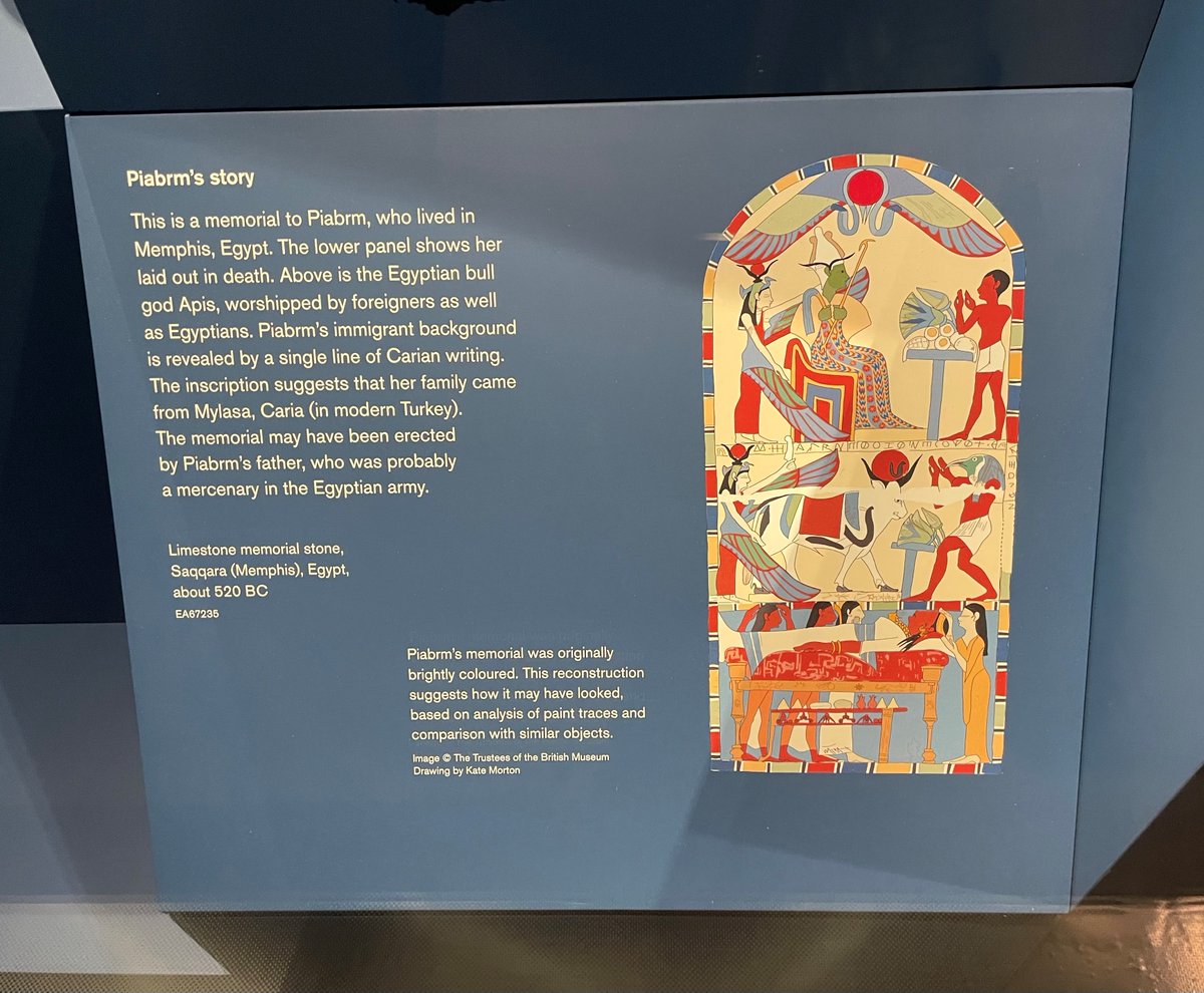 Dr Joanne Dyer (@joannedyer_bm) on Twitter photo Pleased to see Piambr's stela in this display <a href="/britishmuseum/">British Museum</a> in the case usually occupied by the #RosettaStone whilst this is in the #HieroglyphsExhibition. Great to see a schematic of what the stela's #polychromy may have looked liked from our investigations of the paint traces! Pleased to see Piambr's stela in this display <a href="/britishmuseum/">British Museum</a> in the case usually occupied by the #RosettaStone whilst this is in the #HieroglyphsExhibition. Great to see a schematic of what the stela's #polychromy may have looked liked from our investigations of the paint traces!