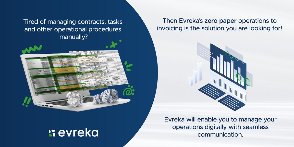 EvrekaCo's tweet photo. Tired of managing contracts, tasks and other operational procedures manually? Then Evreka’s #ZeroPaper operations to invoicing is the solution you are looking for!
Contact us to manage your operations digitally with seamless communication.
#PaperlessOperationalManagement https://t.co/xCCL65TzYr