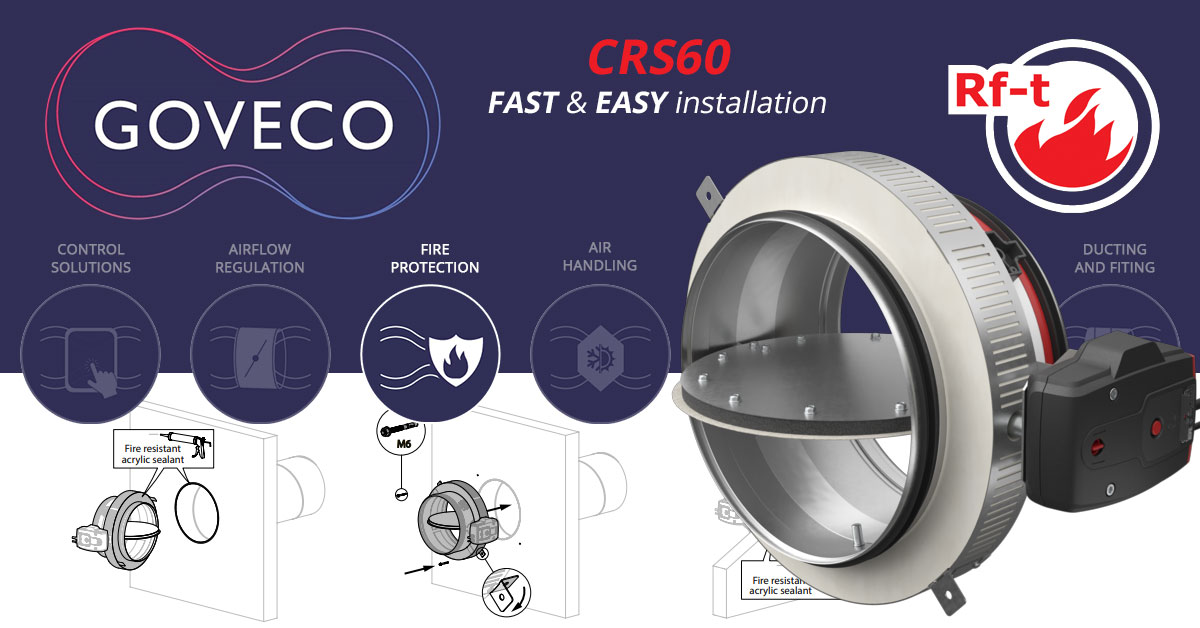 The CRS60 fire damper from Rf-Technologies is suitable for both surface mounting and remote mounting. The surface-mounted collar and short damper tunnel guarantee quick & easy mounting, both on-wall and off-wall.

goveco.com/en/products/fi…

#goveco #fireprotection #firedampers #rft