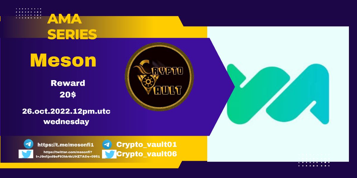 whalecoinloung's tweet photo. By the Grace of Allah Almighty
We are pleased to announce our Next AMA with Meson on 26th Oct at  12:00 PM UTC

👉Reward : 20$
👉Requirements:
https://t.co/uFO1VN7N3K
👉For AMA details:
@MesonFilipino
X
@Crypto_vault6
✅ Comment Questions &amp; Tag 3 Friends with BEP20. https://t.co/lYGvfxNchL
