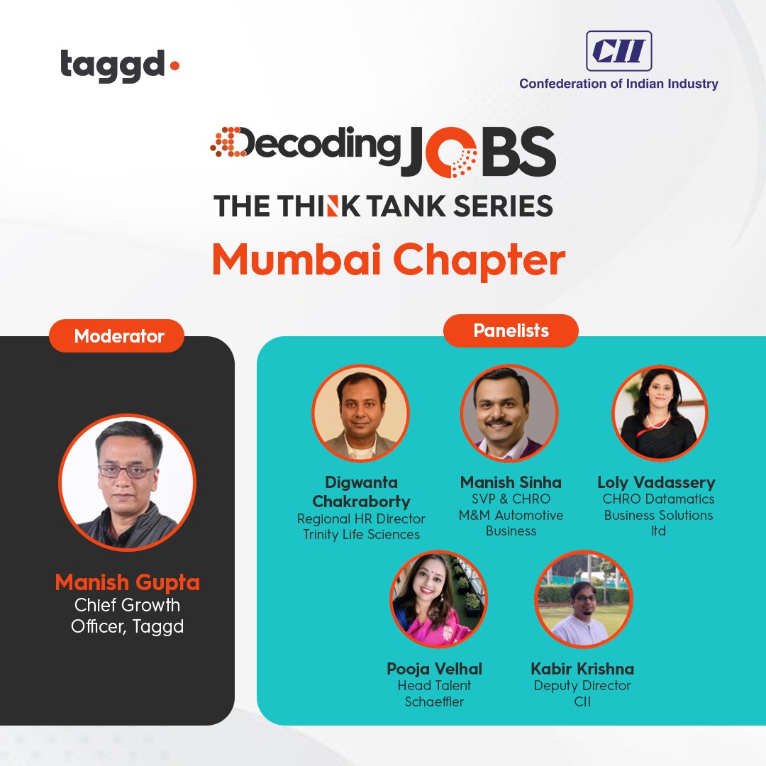 _taggd's tweet photo. From hiring intent, offer drop outs to moonlighting, our panelist discussed it all at the #DecodingJobs #ThinkTankSeries2023.
#talentacquisition #jobmarket #hiring #india #talentleaders #thinktank #itindustry #techtalent #talenttrends https://t.co/wkALul0UnW
