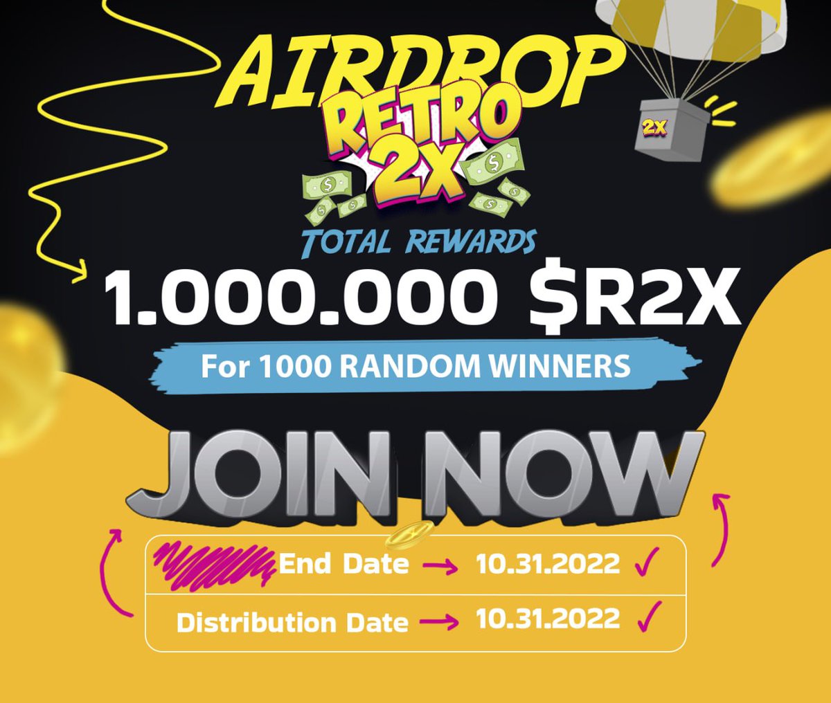 🔥💸RETRO 2X AIRDROP IS LIVE!💸🔥

🎁Total Prize: 1.000.000 $R2X
🥳To 1000 Random Winners!

🤑THE LISTING PRICE IS 2X!🤑

👇Join the Gleam Link👇
giv.gg/reto2x

#Retro2x #R2X  #Airdrop #Giveaways #AirdropCrypto #Airdrops