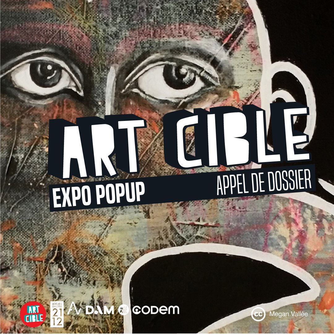 Appel de dossier pour l'expo du 24 novembre 2022 &amp; saison 2022-23 de Art Cible 🥂🎵 - mailchi.mp/7d24054de710/2…
Merci à nos partenaires #ateliergalerie2112 #codemcjeplateau #dam_mtl #mtlenarts #raavquebec
