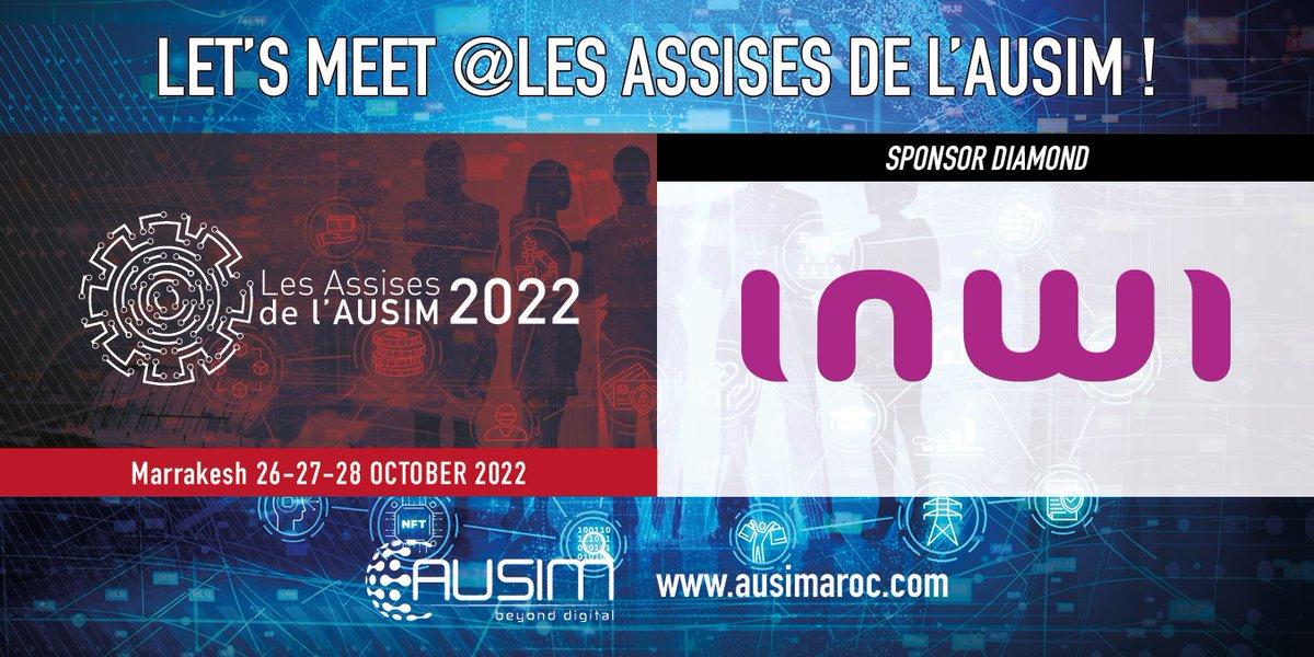 inwi's tweet photo. inwi Sponsor Diamond de la 6ème édition des assises de l’@AusimMaroc.
Retrouvez les experts « inwi Business » du 26 au 28 Octobre 2022 au stand N° 2.
Nous vous attendons nombreux. 

#inwi_Business #AssisesAUSIM #Cloud_Souverain #Data_center #cybersécurité https://t.co/UkEr7wYexh