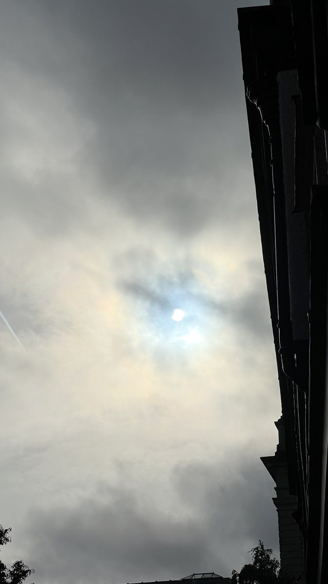 Could just about spot the partial solar eclipse in Oxford this morning through the cloud (don’t look directly at the Sun!) The Moon is just taking a little bite out of the Sun. Did anyone else manage to spot it?