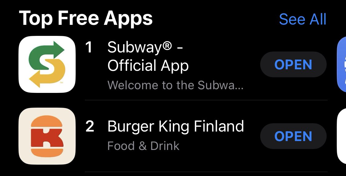 Has a Flutter app ever got to the top of an app store before?

We're so close! Number 2 of all free apps in Finland 😁

WE'RE COMING FOR YOU SUBWAY