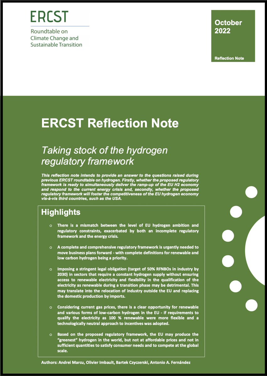 💥 OUT NOW 💥 👉 Reflection note on the EU hydrogen regulatory framework, the hydrogen economy ramp-up and competitiveness of the EU. ➡️ Read the reflection note here: ercst.org/taking-stock-o… #euhydrogenweek #hydrogeneconomy