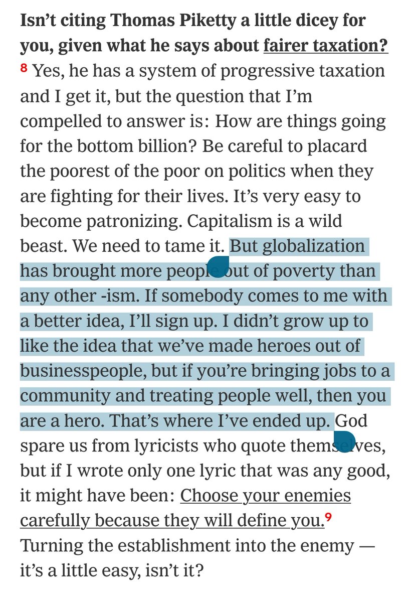 scottlincicome's tweet photo. And: "globalization has brought more people out of poverty than any other -ism.... I didn’t grow up to like the idea that we’ve made heroes out of businesspeople, but if you’re bringing jobs to a community and treating people well, then you are a hero." https://t.co/3HCs7L8Z2o