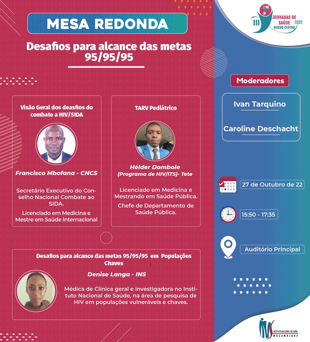 📅 28.10 | ⏰ 15H50 - 17H35 📍 Auditório Principal, Hotel InterTete #jornadasdesaude #mesaredonda