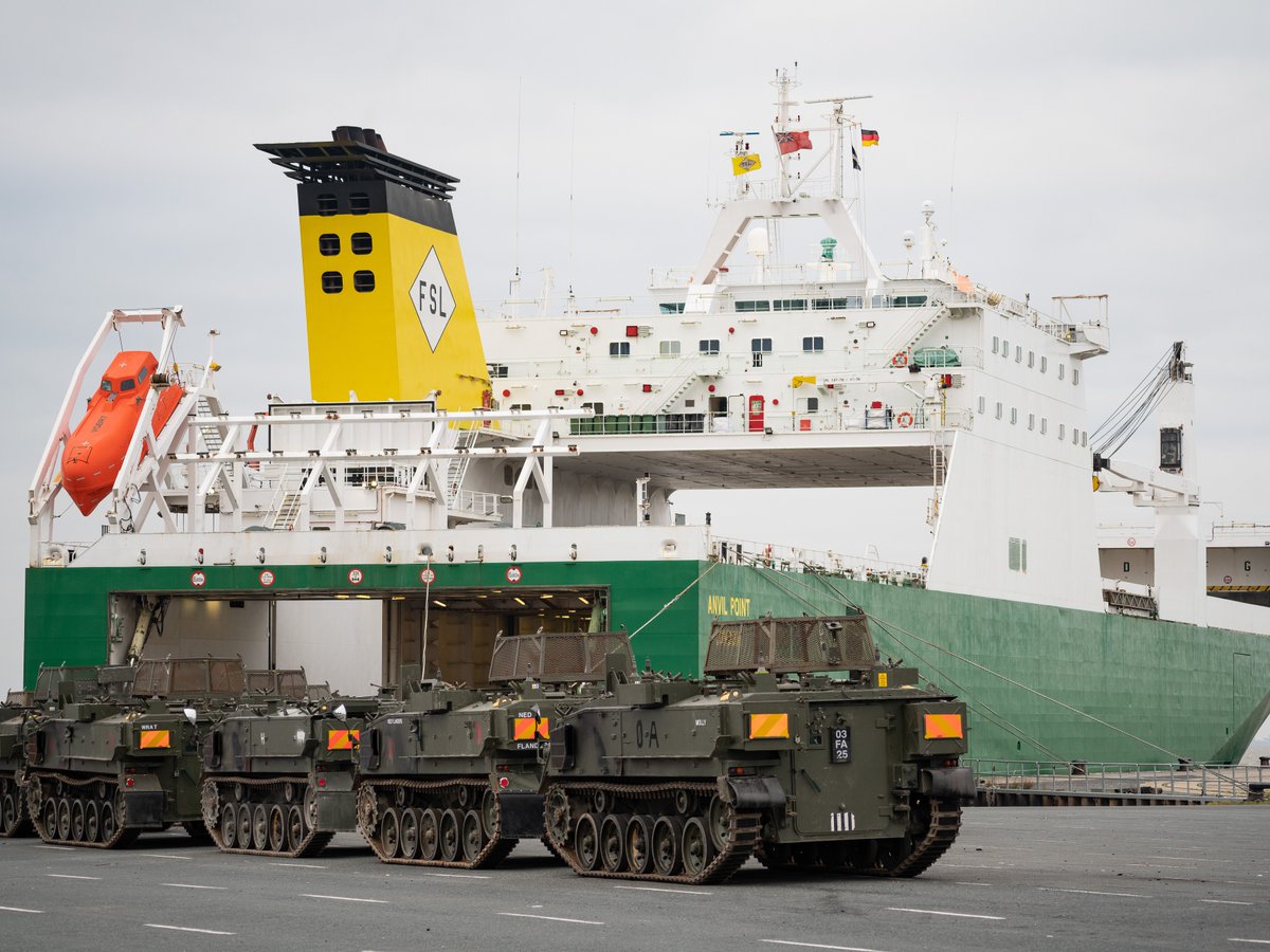 AWShips's tweet photo. The Foreland Shipping vessel Anvil Point is supporting exercise Cerberus 22 - British Army’s largest European exercise in a decade with nearly 3500 troops and up to 800 vehicles involved. 

https://t.co/BReqpniRK4

#cerberus22 #defence #shipmanagement https://t.co/yv4dXC0W27