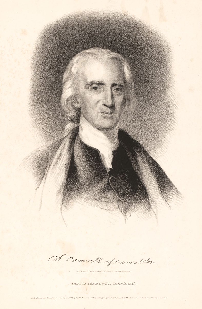 Charles Carroll of Carrollton was born in 1737 in Maryland. His family was Roman Catholic, and Charles emerged as an advocate of Independence. He was the only Catholic signer of the Declaration of Independence. https://t.co/qJkA57VC72