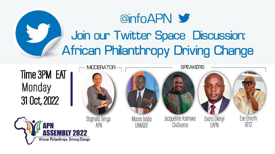 ngoforum's tweet photo. Don't miss!
Warm up for the upcoming #APNAssembly by joining this Twitter Space next Monday!
We will talk about strengthening African Philanthropy as a force for common good.
@InfoAPN @EAPhilanthropy @CivsourceAfrica
#ShiftThePower https://t.co/v0dLzadfUY