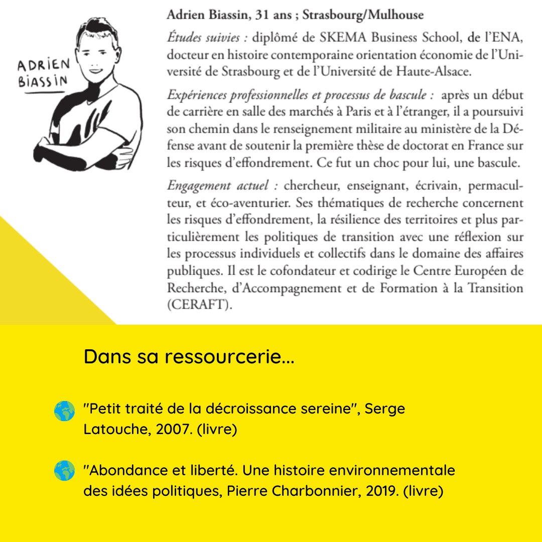 Basculons2's tweet photo. @Polytechnique @CentraleNantes @ActesSud @ExtinctionR @makesense @Les_shifters @theShiftPR0JECT @PartiEquinoxe @MarineCalmet @Conv_Citoyenne @wildlegalfrance @LenaLazare @lessoulevements @EcoleDuBreuil @Hugo_28vl @CliMates_intl @hc_climat @AmbianceMaxime @xrFrance @PrimairePop @GeronNina @delphinebatho @GaelGiraud_CNRS @Thinker_View @PresagesPodcast 14/30 : Adrien a travaillé en finance, dans le renseignement, a soutenu une thèse sur l'#effondrement du Sud-Alsace. Auteur et éco-aventurier, il s'est lancé dans une aventure à vélo. Parti de #Mulhouse, il est actuellement en Asie centrale.
📚 @picharbonnier, Serge Latouche https://t.co/A9asEmd9fy